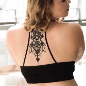 New Mesh Tattoo Ribbed Bralette Plus Size 2X